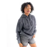 FUBU Women's Signature Logo Utility Hoodie Washed Grey (1)