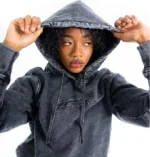 FUBU Women's Signature Logo Utility Hoodie Washed Grey (4)