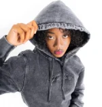 FUBU Women's Signature Logo Utility Hoodie Washed Grey (6)