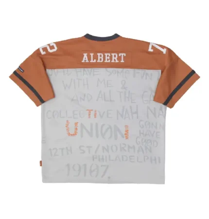 Vintage Platinum Fubu Fat Albert Football Shirt Orange Beige (4)