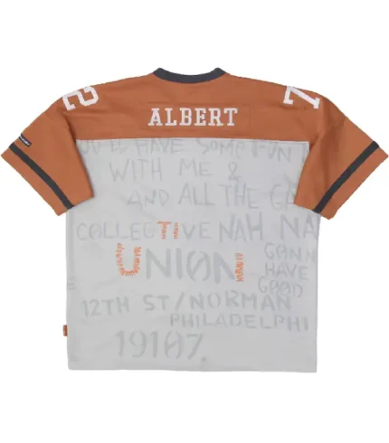 Vintage Platinum Fubu Fat Albert Football Shirt Orange Beige (4)