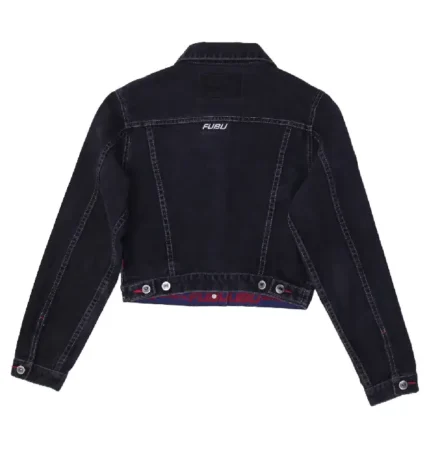 Y2K Ladies Black Fubu 100% Cotton Denim Jacket (2)