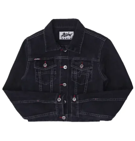 Y2K Ladies Black Fubu 100% Cotton Denim Jacket (3)