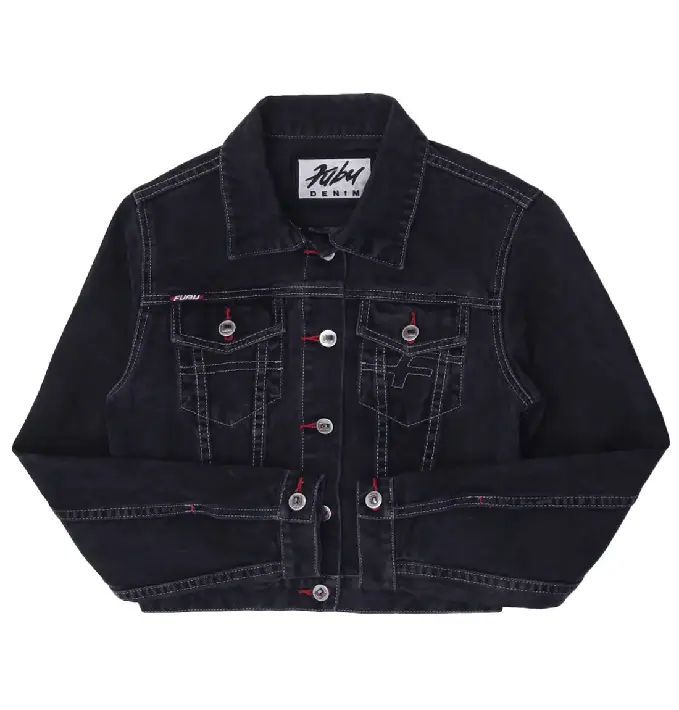Y2K Ladies Black Fubu 100% Cotton Denim Jacket (3) Y2K Ladies Black Fubu 100% Cotton Denim Jacket (3)