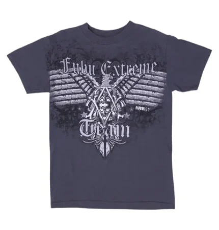 Y2K Mens FUBU T Shirt Gray Graphic Print Crew Neck Cotton (1)